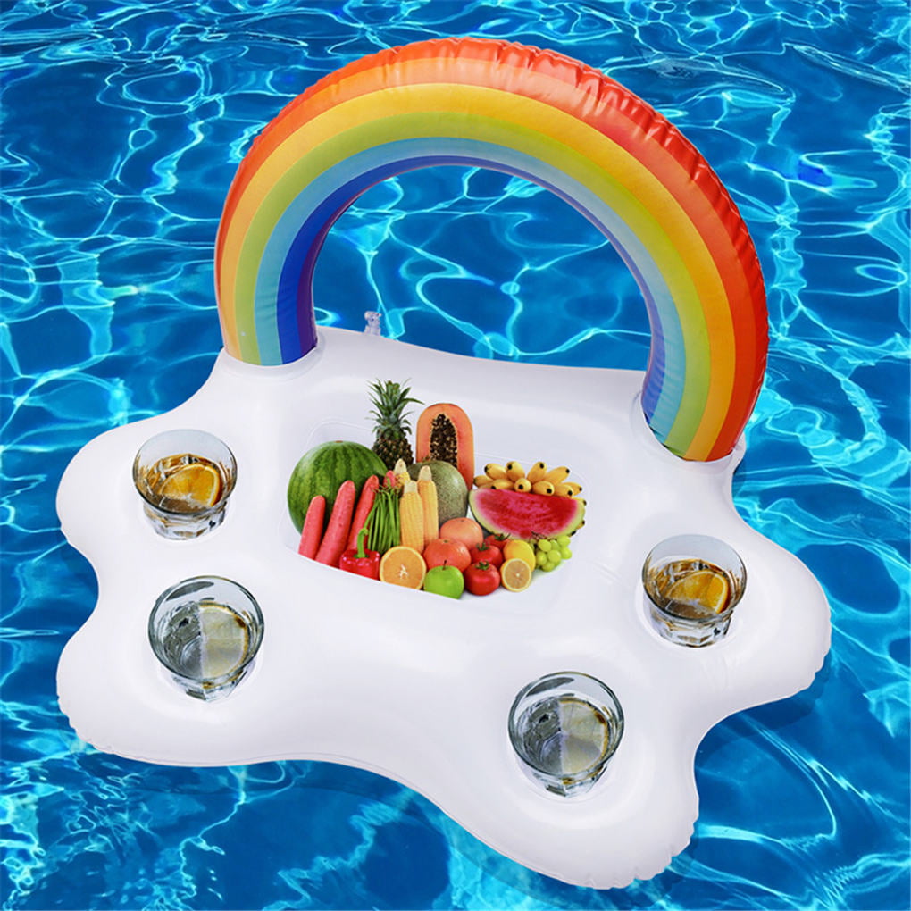 3 X Inflatable Rainbow Floating Drink Holder Swimming Pool Beach for sale online