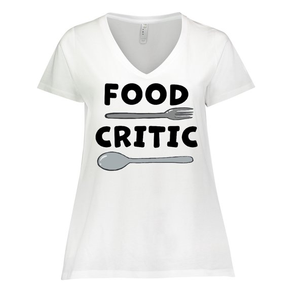 Inktastic Food Critic with Fork and Spoon Women's Plus Size V-Neck T-Shirt