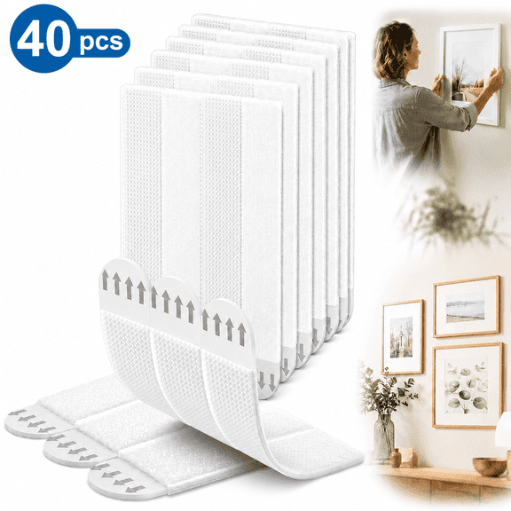 Ustris Large Picture Hanging Strips Heavy Duty - 40x Strips(20 Pairs), Wall Hanging Advesive Strips for Damage-Free Picture Hanger, Mounting of Photos, Frames, and Wall Decor