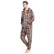 thumbnail image 5 of Pijama de una pieza con capucha de cuadros de franela para hombre Pompotops oipoqjl29390, 5 of 8