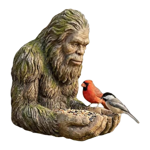 Comedero para pájaros Sasquatch de resina, escultura de Sasquatch, comedero para exteriores, esqueleto decorativo para pájaros, para árbol, patio, jardín, decoración artística.