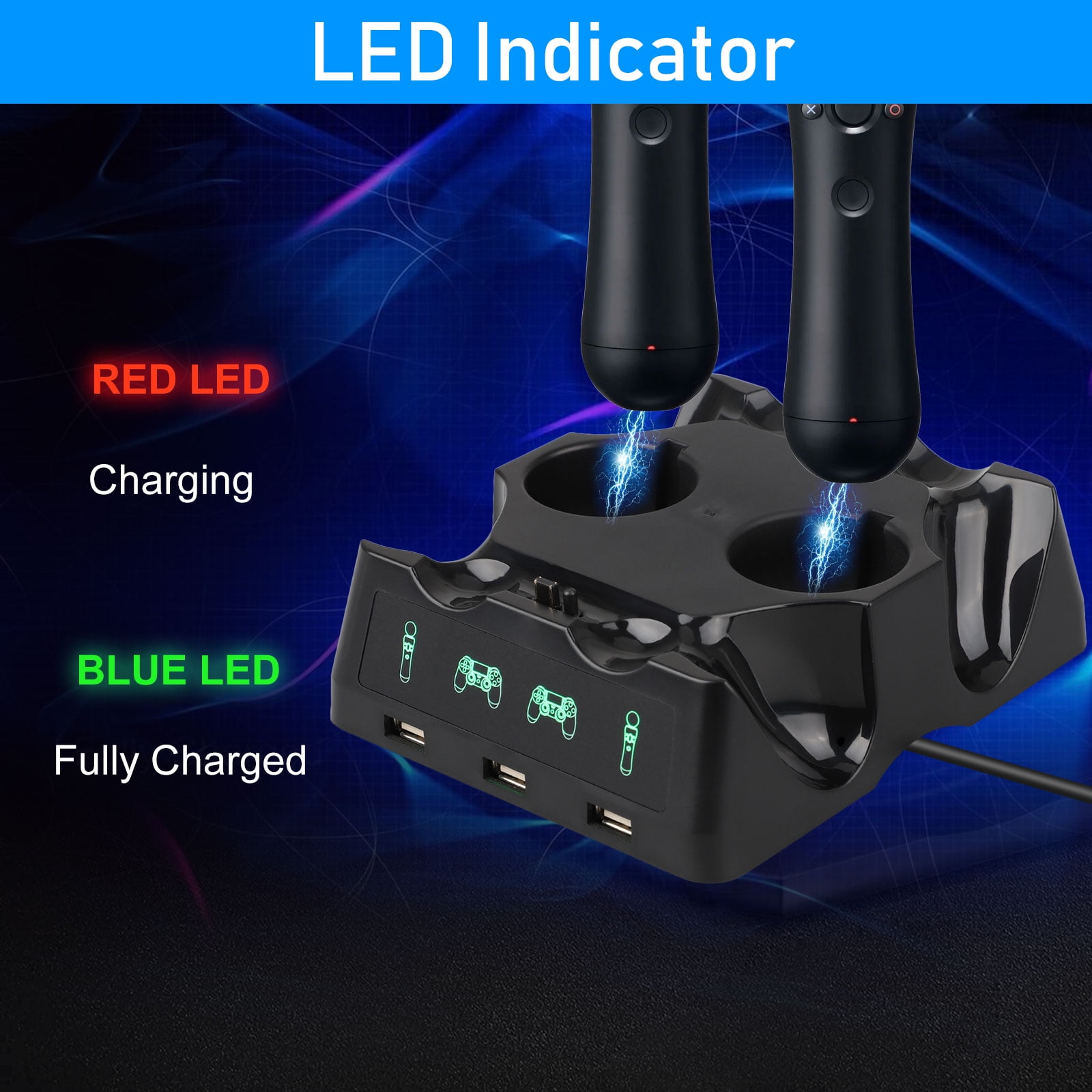 4 in 1 Controller Charging Dock Station Fit for PlayStation PS4