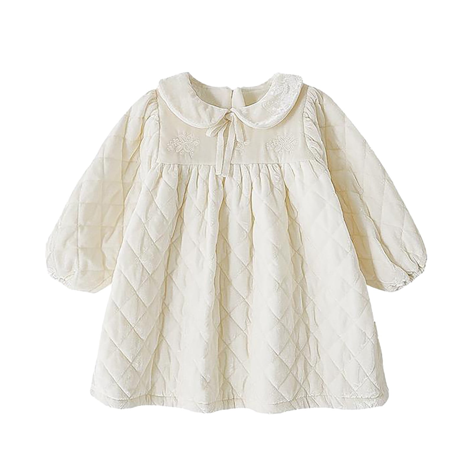 Povozer Toddler Dress Baby Girl Outfit Vintage Princess Dresses Cute Clothes(Beige,18-24M)
