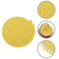 thumbnail image 3 of Unique Bargains 1 Pc Round Pearl Heat Insulation Mat Drink Coaster Yellow Cotton rope, 3 of 5