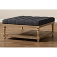 thumbnail image 6 of Baxton Studio Kelly Charcoal Linen Upholstered Graywashed Wood Cocktail Ottoman, 6 of 6