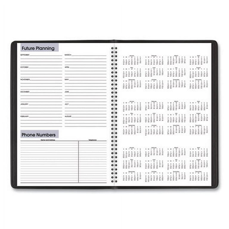 DayMinder Monthly Planner, Academic Year, Ruled Blocks, 12 x 8, Black Cover, 14-Month (July to Aug): 2023 to 2024