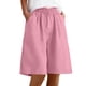 thumbnail image 3 of TaTaai Women Solid Color Loose Fit Cotton Linen Knee Length Shorts With Pockets Casual Summer Wear Lightweight Breathable Machine Washable No Fading Daily Outdoor Street Wear Gift, 3 of 8