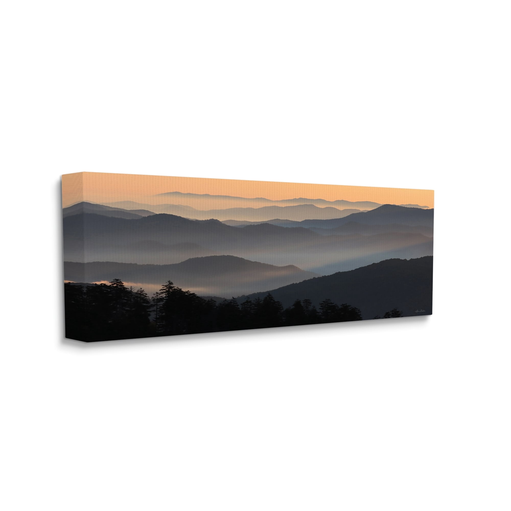 Stupell Industries Orange Sunrise Sunset Sky Mountain Range Silhouettes Canvas Wall Art, 40 x 17, Design by Lori Deiter