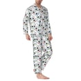 thumbnail image 2 of Susaid Colorful Hat Snowman Print Men's Long Sleeve Pajama Set, Two-Piece Button-Down Loungewear PJs Set, Comfortable Sleepwear for Relaxation-Small, 2 of 7