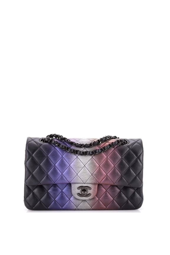 Pre-Owned Classic Double Flap Bag Quilted Ombre Iridescent Calfskin Medium By Rebag