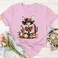 thumbnail image 3 of Mujeres de Manga Corta Tops Casual Nuevo Cuello Redondo Pascua, Ligera Camiseta de Poliéster Spandex, 3 of 4