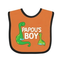 Inktastic Papou's Boy Grandson Dinosaur Boys Baby Bib