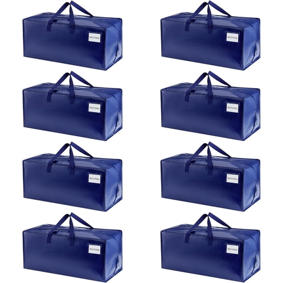 VENO 8 Pack Moving Bags w/Backpack Straps, Moving Boxes & Storage Bins Alternative, Packing Supplies, College Bags, Dorm Room Essentials Storage Bags (Blue)
