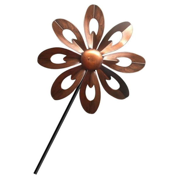 Inteprter Outdoor Wind Spinner Art Rotating Windmill Lawn Ornaments for Kits de decoración para fiestas oro rojo 22x9.5x68cm