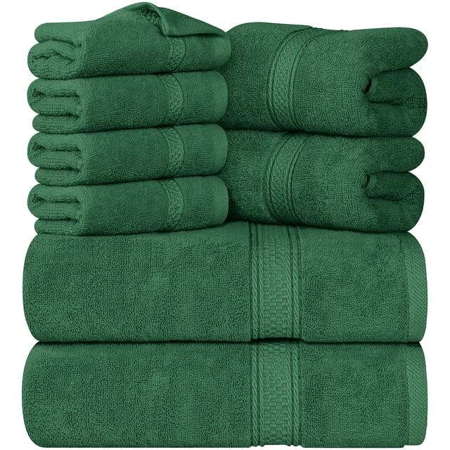 Juego de toallas Utopia Towels, 8 piezas, 600 g/m², 100% algodón (verde cazador)