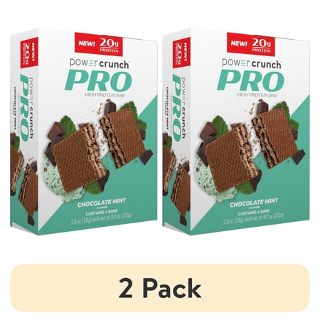 (2 pack) Power Crunch PRO High DH Hydrolyzed Whey Protein Bar, Chocolate Mint, 8.2 oz, 4 count