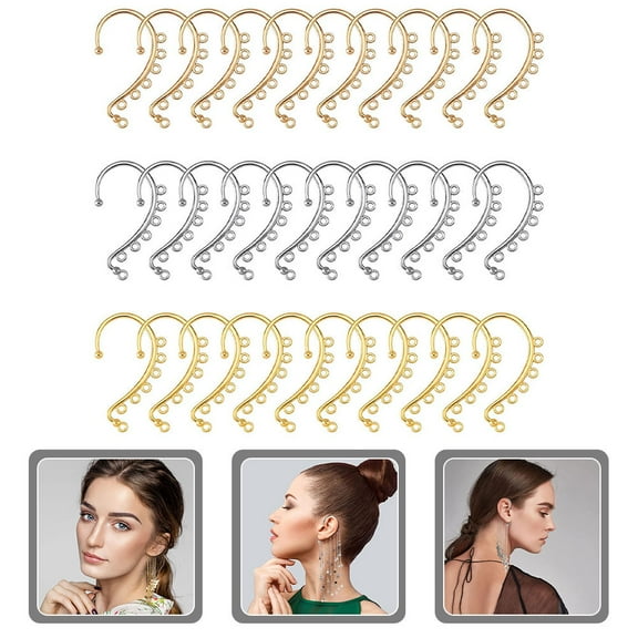 SKISUNO 30Pcs Earrings Hooks Earring Diy Hook Gold Silver Gold for Diy Craft Supplies