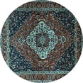 thumbnail image 1 of Ahgly Company Indoor Round Medallion Light Blue Traditional Area Rugs, 3' Round, 1 of 4