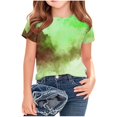 thumbnail image 5 of YunPes Girls T Shirts Tie Dye Short Sleeve Shirts Kids Summer Tops Soft Casual Crewneck Basic Tees Dance Streetwear Birthday Outfits, 5 of 5