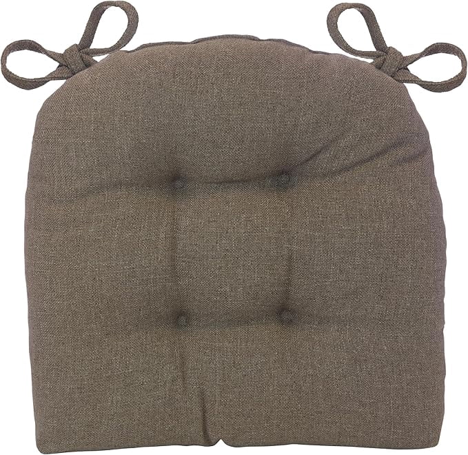 Klear Vu Outdoor 19 x 18 Chair Cushions for Patio Furniture, U-Shaped Seat Pads with Ties, Premium Woven Fabric, Water-Repellent, Chemical-Free, Tan, 2 Count