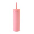 thumbnail image 1 of Moyic Botella de agua de 16OZ, vaso de paja esmerilado de plástico de 2 capas, bebida portátil, taza de té de la leche, soporte para café y jugo Mostrada Rosado NO1 Moyic HA007950-03B, 1 of 5