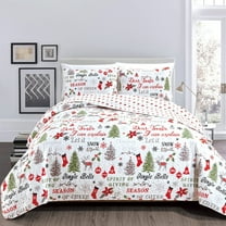 Great Bay Home Reversible Christmas Reversible Quilt Set With Shams  (Twin, Holiday Wishes)