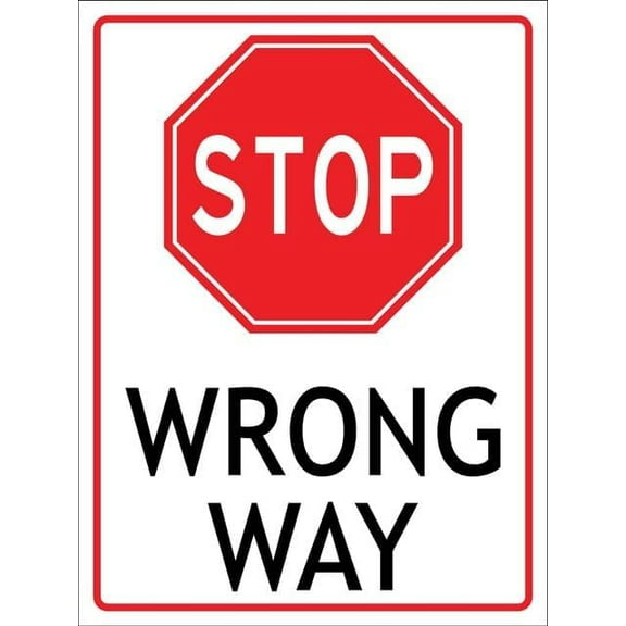 Stop Wrong Way Sign Metal 12"X8" Rust Free Aluminum,Indoor & Outdoor Use For Fence And Yard