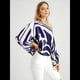 thumbnail image 4 of Conjunto de Dos Piezas Holgado de Otoño para Mujer, con Hombros Descubiertos, Estampado, Larga, Informal, para Salir, Pantalones Anchos Azul M, 4 of 7