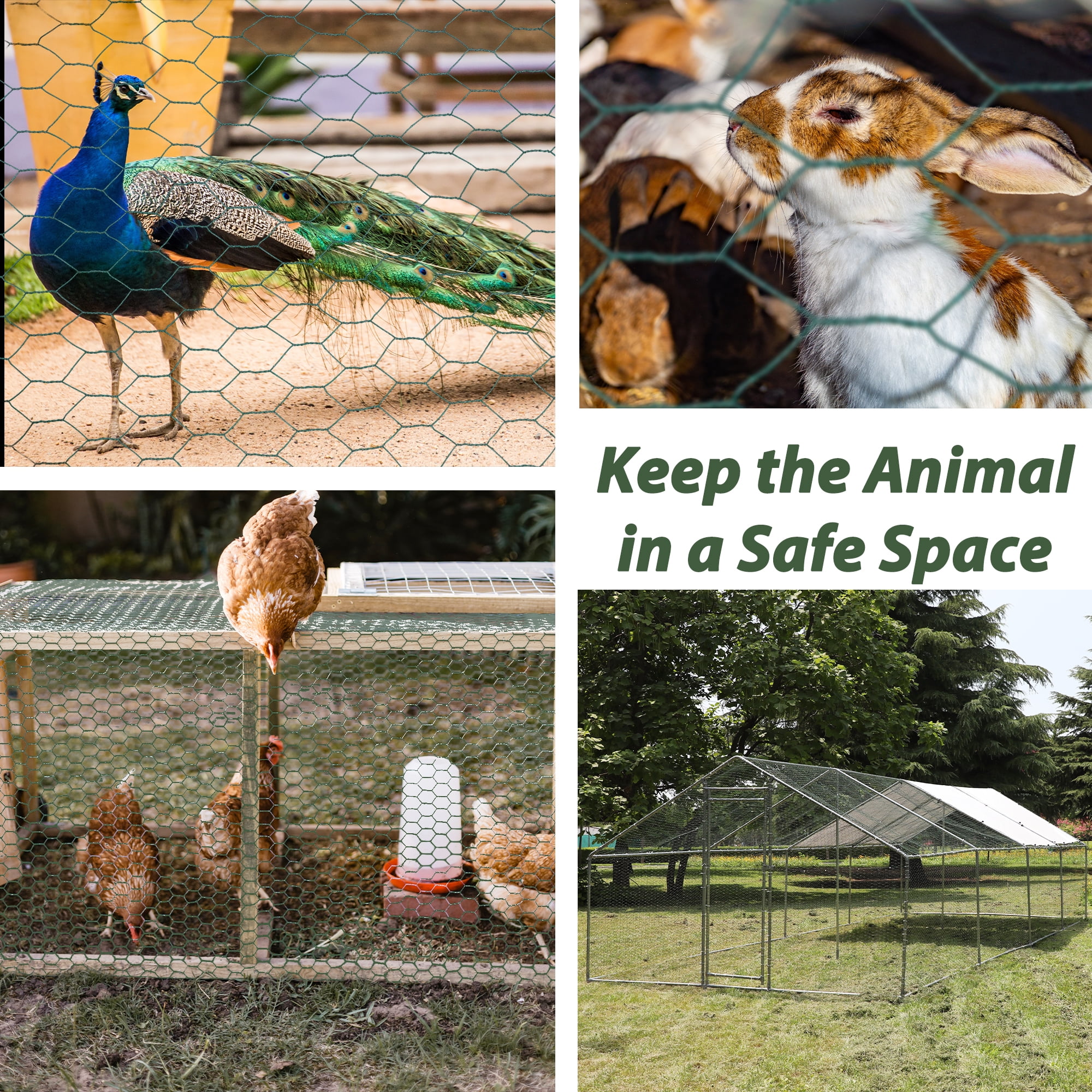 CoSoTower Large Size Galvanized Hexagonal Floral Green Chicken Wire, Outdoor Anti-Rust Chicken Wire Poultry Netting for Garden, Large Chicken Coop Wire Fencing