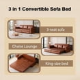 thumbnail image 5 of REHOUSING Chesterfield Faux Leather Folding and Reclining Sleeper Sofa with Nailhead Trim and Rolled Arm, Brown, 5 of 14