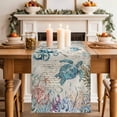 thumbnail image 2 of Table Runner 90 Inches Long for Kitchen Dining, Vintage Coastal Dresser Scarf Farmhouse, Dining Table Decorations for Wedding/Parties, Sea Turtle Octopus Coral Beach Nautical 13 x 90 In, 2 of 8