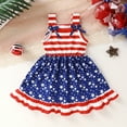 thumbnail image 2 of Younger Tree Toddler Baby Girls 4th of July Clothes Outfit Stars Stripes Bow-Knot Dress Independent Day Suits for 5-6T, 2 of 7