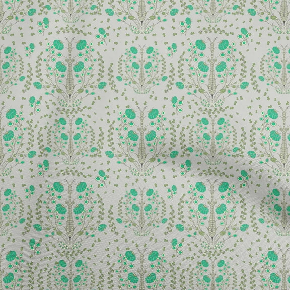 oneOone Polyester Spandex Sea Green Fabric Asian Suzani Floral Quilting Supplies Print Sewing Fabric By The Yard 56 Inch Wide