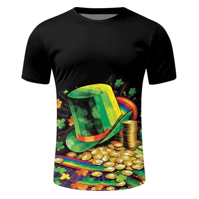 Wyzesi T-Shirts Hommes Décontractés en Coton T-Shirt Imprimé Numérique 3D Manches Courtes Compression Col Rabattu Manches Longues