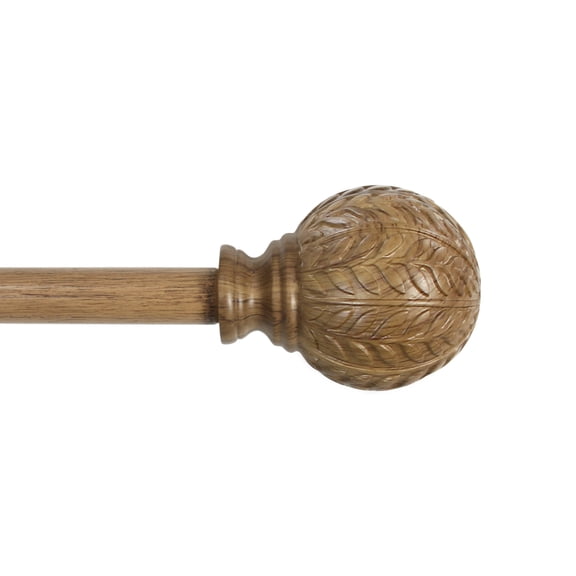 Mainstays 3/4" Carved Faux Wood Ball Single Curtain Rod, 25-84", Walnut