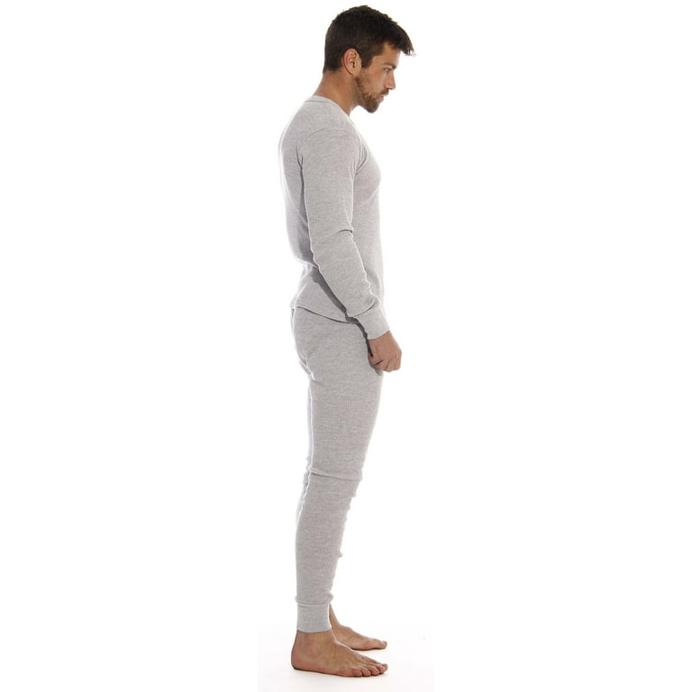 Mens Thermal Underwear 3/4 Length Long Johns Grey and White 