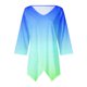 thumbnail image 3 of ICHUANYI Liquidación Dobladillo irregular con cuello en V, manga 3/4, suelto, estampado informal para mujer ICHUANYI WER202308231589, 3 of 4