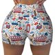 thumbnail image 2 of Balery London Symbols1 Pantalones cortos de entrenamiento estampados para mujer, sin costuras, ajustados, para gimnasio, yoga, correr, deportes, ejercicio activo, fitness.-Small, 2 of 8