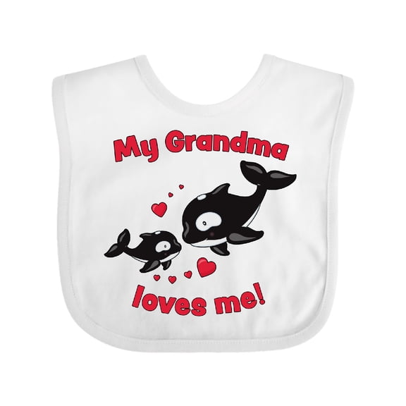 Inktastic My Grandma Loves Me Orca Family Boys or Girls Baby Bib