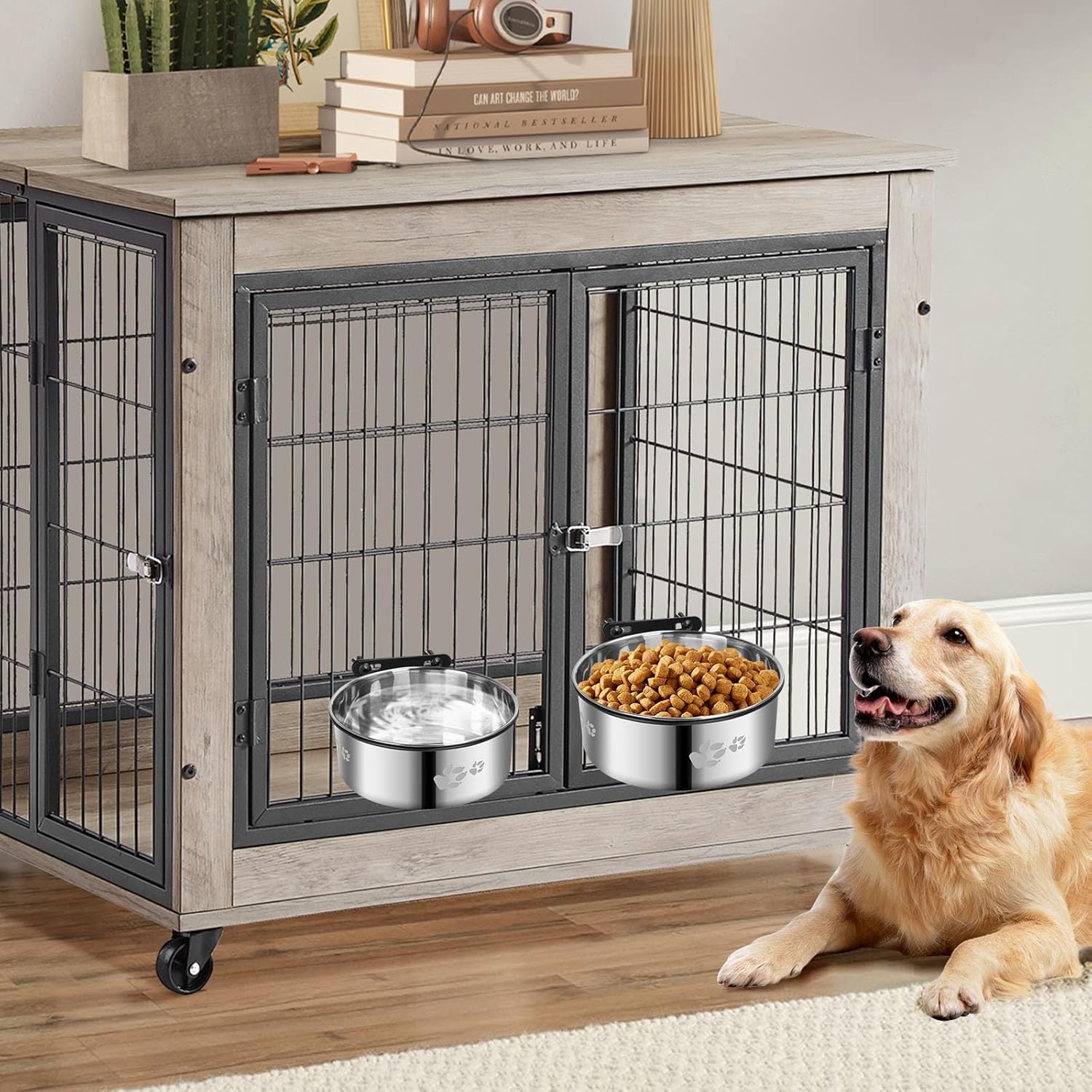 SSAWCasa Hanging Dog Crate Bowls No Spill photo 2