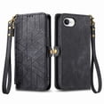 thumbnail image 4 of Dteck Zipper Wallet Pocket Case for iPhone 16E, Shockproof with Card Holders for Women Men Premium PU Leather Embossed Patterned Flip Folio Stand Wristlet TPU Inner Shell Phone Case, Black, 4 of 4