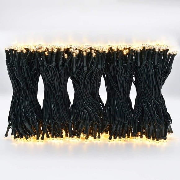 500 LED Warm White Christmas Lights Indoor, 8 Modes Christmas String Lights Outdoor Waterproof, Christmas Tree Lights Green Wire, Connectable Christmas Twinkle Lights Plug in