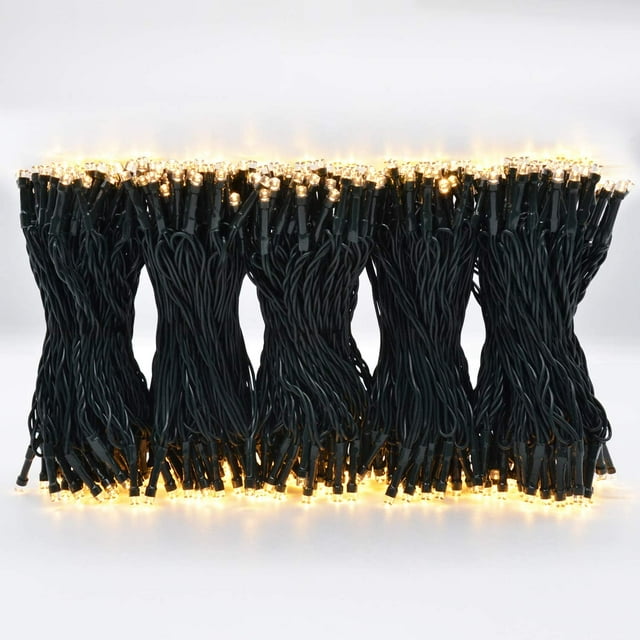 500 LED Warm White Christmas Lights Indoor, 8 Modes Christmas String Lights Outdoor Waterproof, Christmas Tree Lights Green Wire, Connectable Christmas Twinkle Lights Plug in
