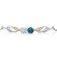 thumbnail image 2 of Gem Stone King 925 Silver and 10K Yellow Gold Lab Grown Diamond Bracelet for Women Topaz Moissanite (1.22 Cttw), 2 of 3