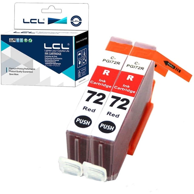 LCL Compatible for Canon PGI-72 PGI-72R (2-Pack, Red) Ink Cartridge for Canon PIXMA Pro-10 Pro-10s