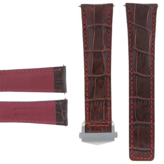 20MM LEATHER BAND STRAP CLASP FOR TAG HEUER CARRERA MONACO BROWN ORANGE STITCH