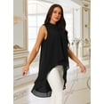 thumbnail image 3 of DARING DIVA Women's Tie Back High Low Mock Neck Blouse Tops M Black, 3 of 7