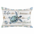 thumbnail image 2 of Ocean Turtle Throw Pillow Covers, Coastal Blue Starfish Shell Conch Wood Grain Soft Breathable Pillow Cases with Zipper for Sleeping, Standard Pillowcases for Couch Bed Sofa Chair 20x26 Inches, 2 of 6