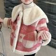 thumbnail image 4 of QingYiHua 4-16 Years Girl's Winter Fleece Coat Jacket Long Sleeve Buffalo Plaid Sherpa Fleece Teddy Coat Lapel Button Up Winter Warm Outwear Sale, 4 of 5