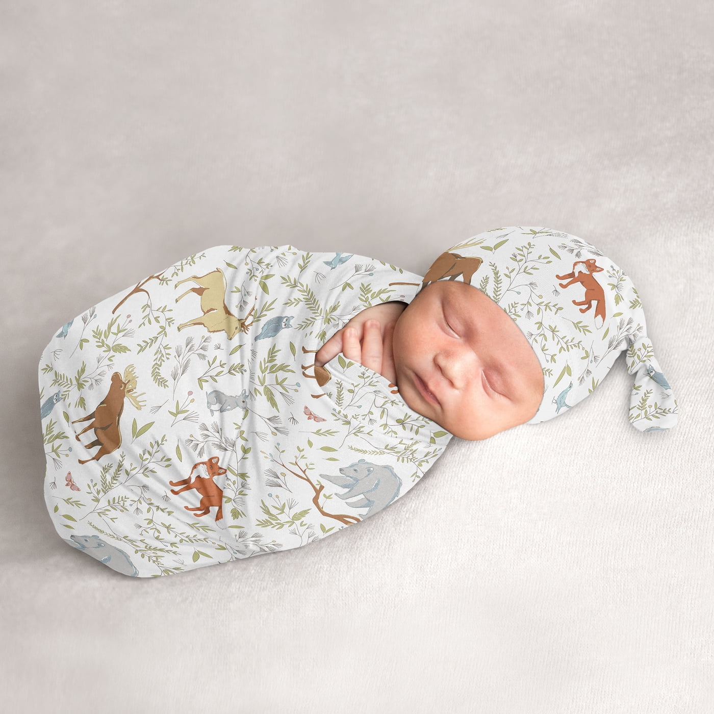 Woodland Toile Baby Cocoon and Beanie Hat Sleep Sack Set by Sweet Jojo Designs
